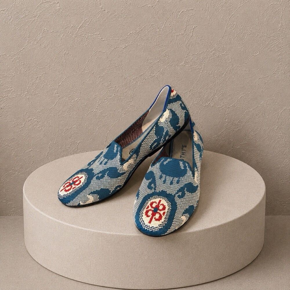 Rothys Loafer Moroccan Teal Women 10 Geometric Retired Casual Slip On Flats